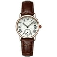 thumbnail image 1 of Sanda Lady Reloj de pulsera clásico analógico redondo de cuarzo con correa de cuero y fecha (correa marrón), 1 of 9