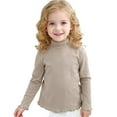 thumbnail image 5 of Kids Thermal Shirt Beige Long Sleeve Shirt Girls Turtle Neck T-Shirts Fall Clothes T Shirts for Girls 5-6 Years, 5 of 5