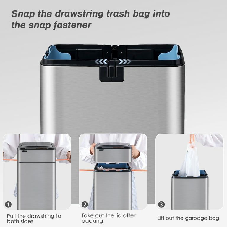 Bathroom Trash Can - ELPHECO - 9.5 Liter / 2.5 Gallon Automatic Trash Can  with Butterfly Lid, Brushed Stainless Steel Finish Office Trash Can, Motion  Sensor Trash Can for Bathroom, Office, Living Room 