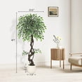 thumbnail image 3 of Realistic Artificial Ficus Tree - 4FT Faux Floor Plant with White Ceramic Pot, Lifelike Fake Ficus Tree for Office & Indoor Outdoor Decor, Includes Pebbles & Green Moss,Living Room, Bedroom, Balcony, 3 of 8