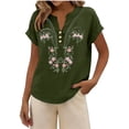 thumbnail image 4 of Embroidered Tops For Women Womens Summer Tops Gauze Shirts For Women Lightweight Linen Blouses For Women Summer Blouses For Women Womens Gauze Tops Linen Clothing For Women Peasant Blouse Green M, 4 of 9