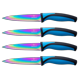 thumbnail image 1 of SiliSlick Juego de Cuchillos para Carne - Cuchillos de Acero Inoxidable con Revestimiento de Titanio Iridiscente/arcoíris - 5 Pulgadas / 12,7 Cm - (4 Azules), 1 of 6