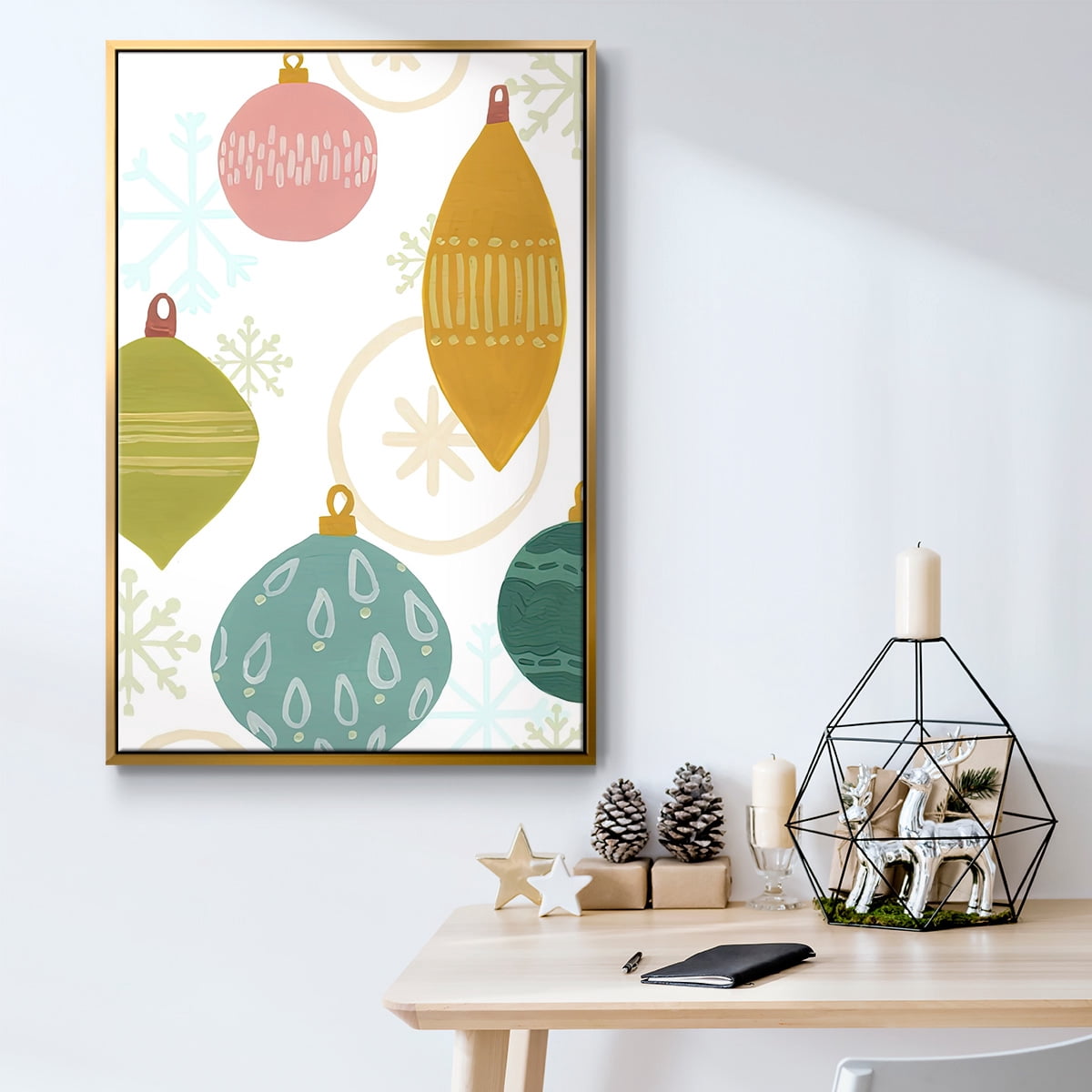 Modern Holiday Collection B - Framed Gallery Wrapped Holiday Canvas - 17 x 25 - Gold Frame