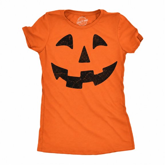 Women's Pumpkin Face T-Shirt Funny Halloween Jack O Lantern Shirt for Women Womens Graphic Tees