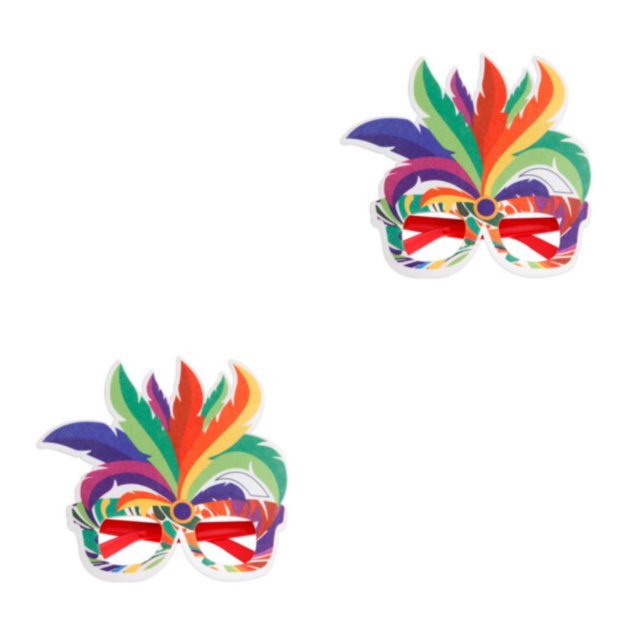 Moyic Marco de anteojos de plumas de colores para manualidades, gafas de carnaval de colores brillantes, máscara de rendimiento de bola Vistoso 2piezas