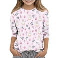 thumbnail image 2 of Xdegoge Children Girls Easter Pullover Tops Patterned Egg Floral Grass Print Long Sleeve Crewneck Spring Holiday Party Outfits Casual Playwear Soft Clothing Shirts, 2 of 5