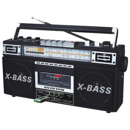 QFX J-22U Portable Stereo/Cassette Player, Black