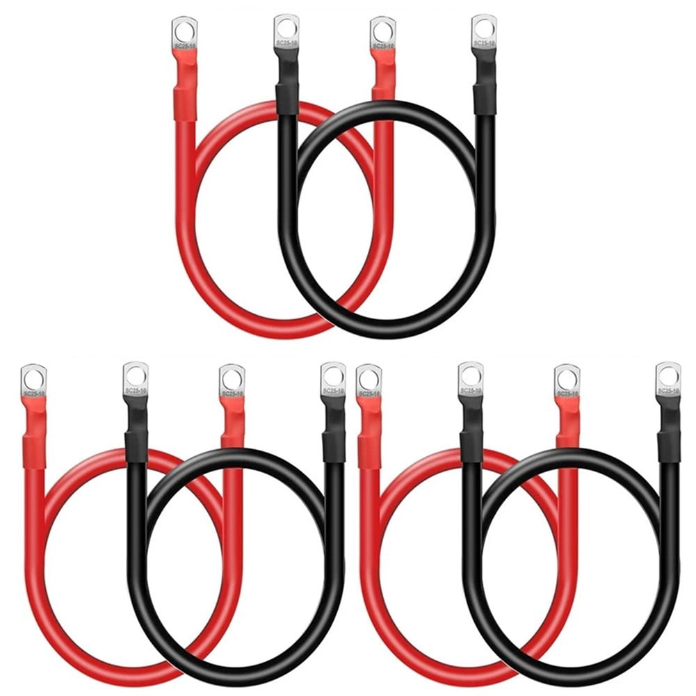 6PCS 4AWG Battery Cables 12inch Marine Battery Inverter Cables Setfor Automotive