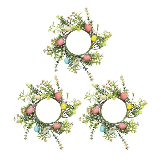 1/2/3/4Pcs Easter Egg Candle Rings Holder Wreaths Realistic Looking Vibrant Color Artificial