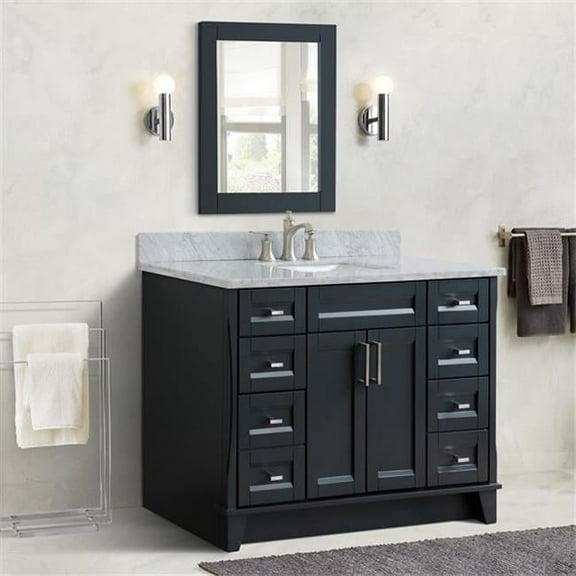 49 in. Single Rectangle Sink Vanity with Carrara Marble Top, Dark Gray & White