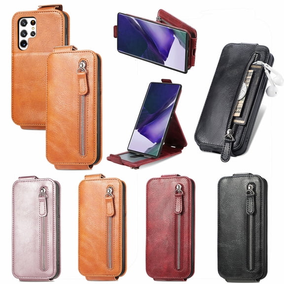 For Samsung Galaxy S22 Ultra Luxury PU Leather Zipper Magnetic Wallet Case