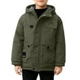 thumbnail image 2 of Parkas de manga larga, chaqueta con capucha y bolsillos para niños de tallas medianas y grandes, chaqueta tipo cárdigan., 2 of 6