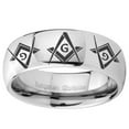 thumbnail image 2 of Tungsten Revere Masonic 8mm Mirror Gray Polished Dome Men Ring, 2 of 2