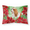 Cavalier Spaniel Poinsettas Fabric Standard Pillowcase-30 x 20.5-