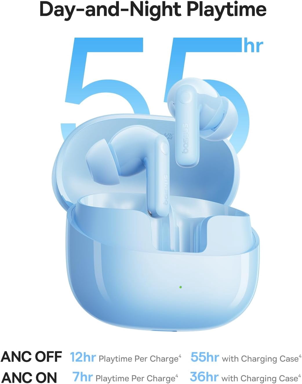 Baseus BP1 Pro Wireless Earbuds, Hi-Res Audio, Adaptive ANC, 55H Playtime, 6 Mics, IP55 Water-Resistant, Bluetooth 6.0, In-Ear Headphones with Charging Case