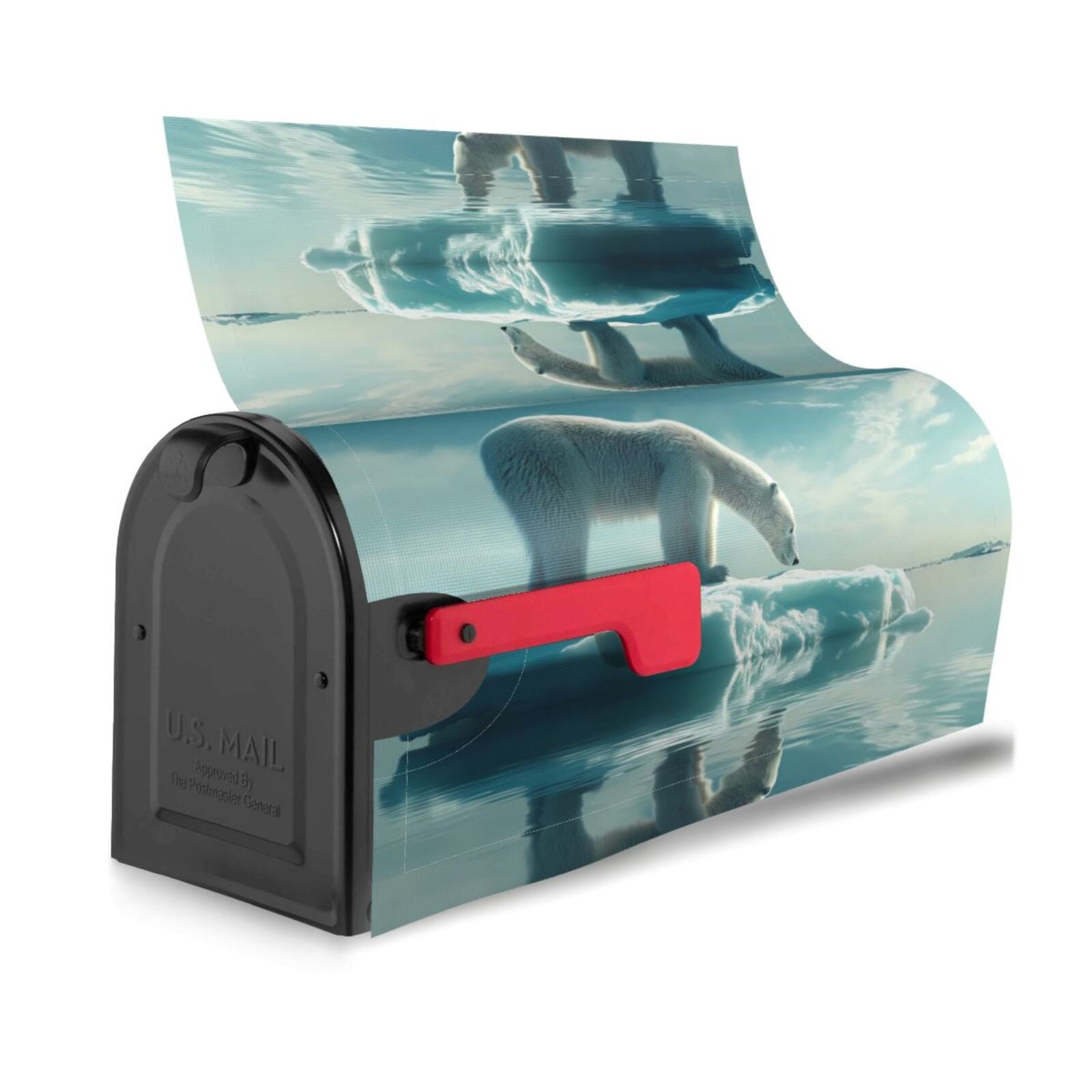 Picia Polar Bear On Iceberg Magnetic Mailbox Cover Standard Size-25.5x21 in