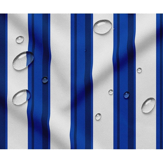 Tissu Taffetas Imperméable pour l'Extérieur par 5 Yard - Soimoi Imprimé à Rayures Bleu / Résistant aux UV / Idéal pour Housses de Coussins, Imperméables, Rideaux de Douche et Plus / Largeur 56 Pouces