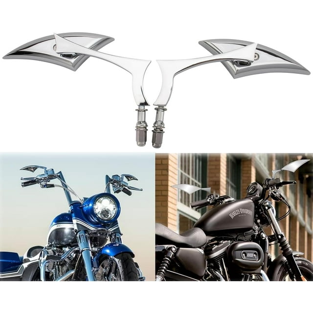 Chrome Motorcycle Spear Blade Rear View Mirrors for Davidson Cruiser Choppers Bobber Bike