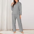 thumbnail image 3 of Wukai Gray Plaid Print Women's Pajama Set - Soft Long Sleeve Sleepwear for Comfort and Style-XX-Large, 3 of 9