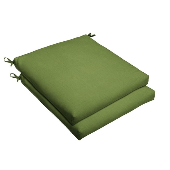 Sorra Home Sunbrella Bristol Square Chair Cushion (Set of 2) - Fade & Water Resistant, Outdoor & Indoor Patio Seat Cushion with Plush Foam - Spectrum Cilantro (20" x 20" x 2.5")