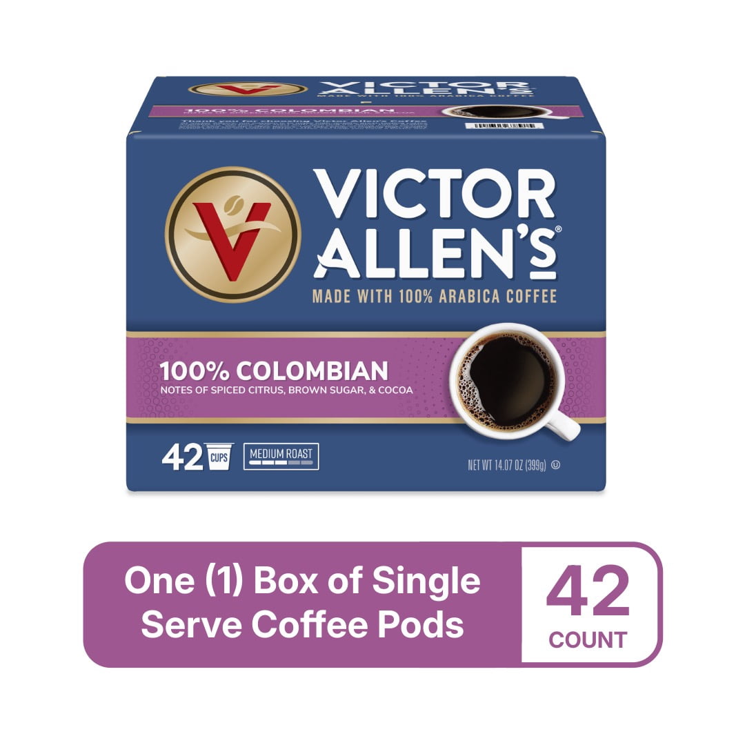 Victor Allen's Coffee 100% Colombian Coffee, Medium Roast, 42 Count, Single Serve Coffee Pods for Keurig K-Cup Brewers