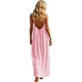 thumbnail image 7 of Womens Summer Sleeveless Strip Dress Casual Backless Linen Dresses Low Back Cami Sundress Vacation Beach Outfits, Red M, 7 of 7