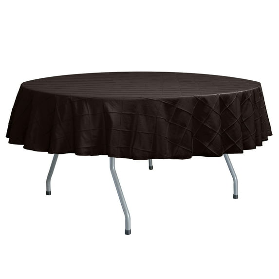 Ultimate Textile (5 Pack) Embroidered Pintuck Taffeta 72-Inch Round Tablecloth Espresso Dark Brown