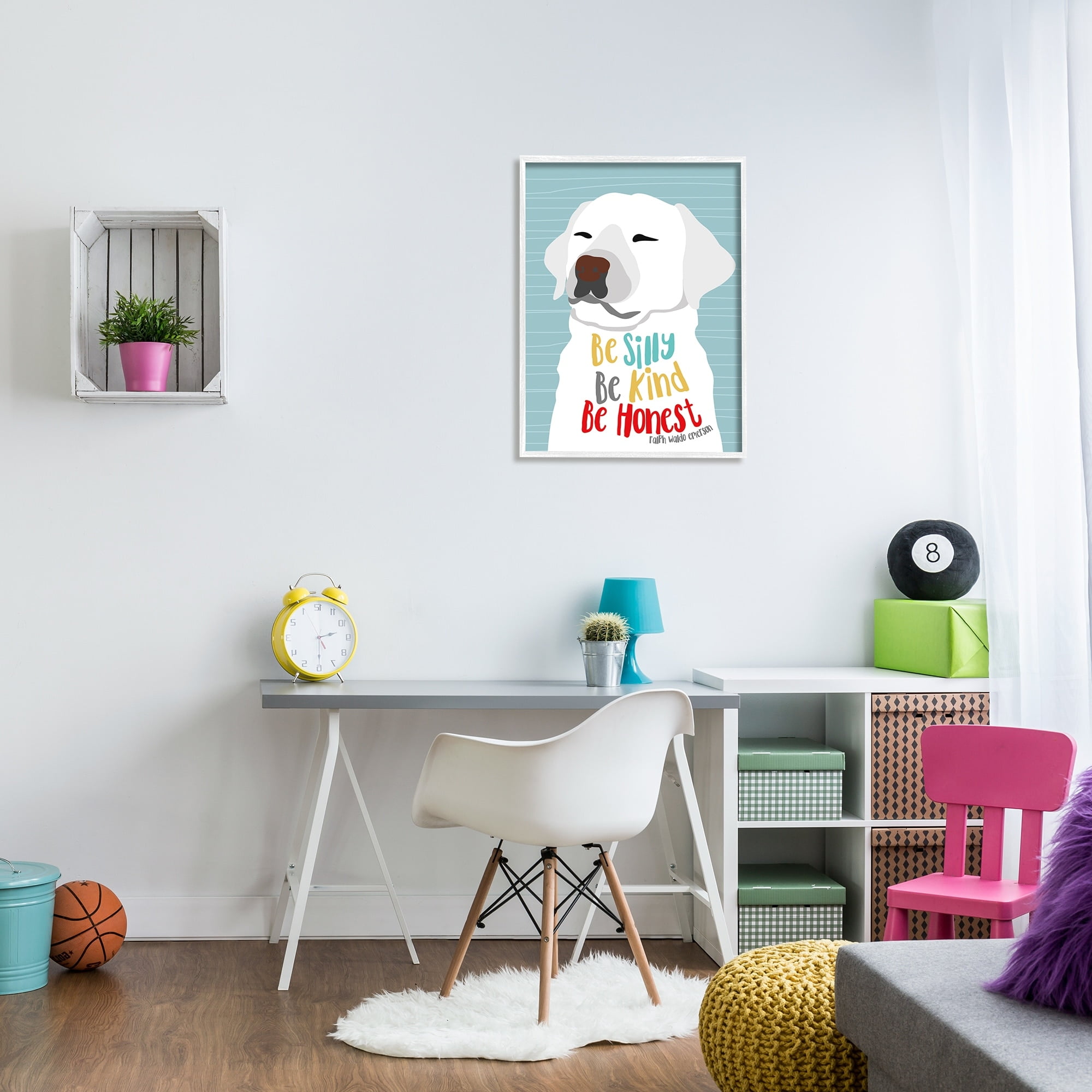 Stupell Industries Be Silly Be Kind Be Honest Light Blue Poster Style Dog, 24 x 30,Design by Ginger Oliphant