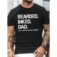 thumbnail image 1 of Camiseta de manga corta con estampado "BEARED INKED DAD" para hombre, cómoda, elástica y moderna, ideal para el verano, ideal para uso diario y casual,, 1 of 6