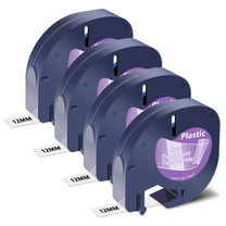 NineLeaf 4PK Compatible for DYMO LetraTag Refills 16952 12mm 1/2'' Black on Clear Plastic Label Maker Tape