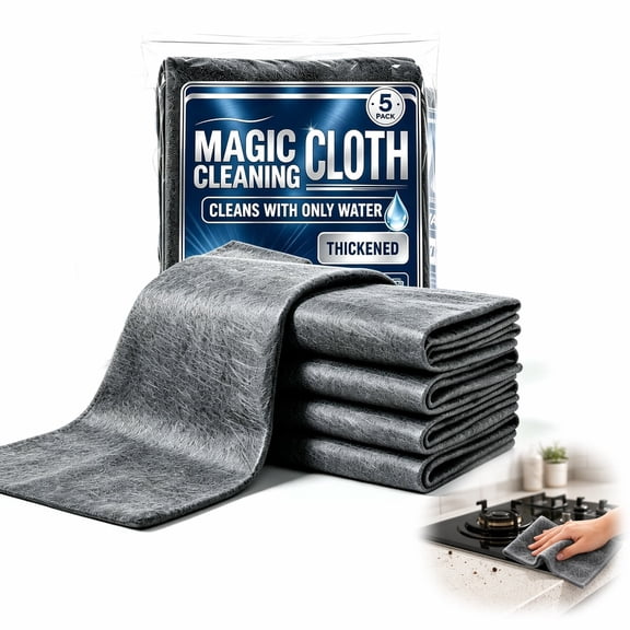 Microfiber Cleaning Cloths Magic Cleaning Cloth, Lint Free Streak Free Reusable Cleaning Rags for Windows, Mirrors, Stainless Steel, Kitchen, Cars & Screens(5 PCS)