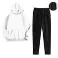 thumbnail image 2 of VBTAPA Womens Sweatsuits 2 Piece Set Color Block Casual Tracksuit Kangaroo Pocket Hoodie Sweatshirts and Sweatpants Jogger Matching Sets White L, 2 of 7