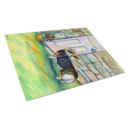 

Caroline s Treasures Let me in Corgi Glass Cutting Board Large