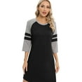 thumbnail image 4 of EFINNY Women's 3/4 Sleeve Nightgowns Contrast Color Nightdress Round Neck Nightshirt Comfy Cotton Sleepshirt S-3XL, 4 of 8