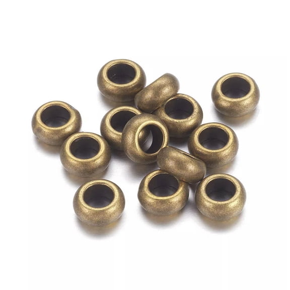 U8MO 20pcs Tibetan Alloy Metal Beads Rondelle Smooth Loose Spacer Antique Bronze 10mm