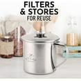 thumbnail image 3 of Zulay Kitchen Bacon Grease Container with Strainer 1L Stainless Steel Cooking Oil Container, 3 of 8