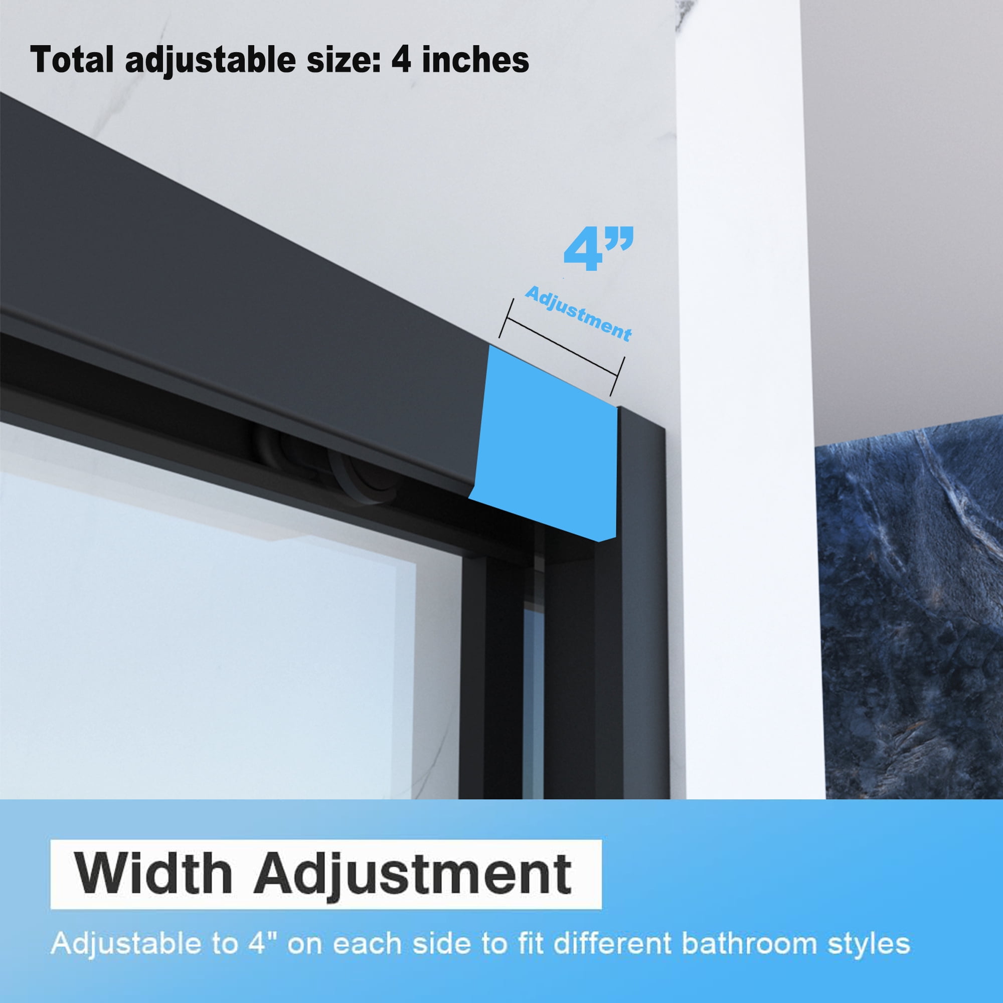 Aukfa 56-60"W x70" H Double Sliding Shower Door, Bypass Bathroom Sliding Door, 5/16" Tempered Glass, Matte Black