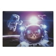 thumbnail image 1 of Space Cat Cutting Board, Astronauts in Nebula Galaxy with Eclipse in Saturn Planets Image, Decorative Tempered Glass Cutting and Serving Board, Large Size, Dark Blue Purple, by Ambesonne, 1 of 1