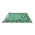 thumbnail image 2 of Ahgly Company Machine Washable Indoor Round Abstract Turquoise Blue Modern Area Rugs, 7' Round, 2 of 4