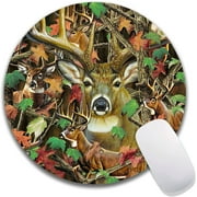Camo Deer Mouse Pad, Waterproof Circular Small Round Mousepad Non-Slip Rubber Base MousePads for Office Home Laptop,