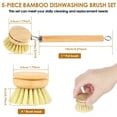 thumbnail image 5 of Txkrhwa 5PCS Bamboo Dish Brushes Set, Kitchen Clean Dish Scrubber, Wooden Natural Bristle Dish Brushes, with 4 Replacement Heads for Washing and Cleaning Pot Pan Dish Bowl, 5 of 12