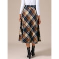 thumbnail image 4 of DARING DIVA Women's Vintage Plaid A-Line Work Long Maxi Skirt X-Small Khaki, 4 of 6