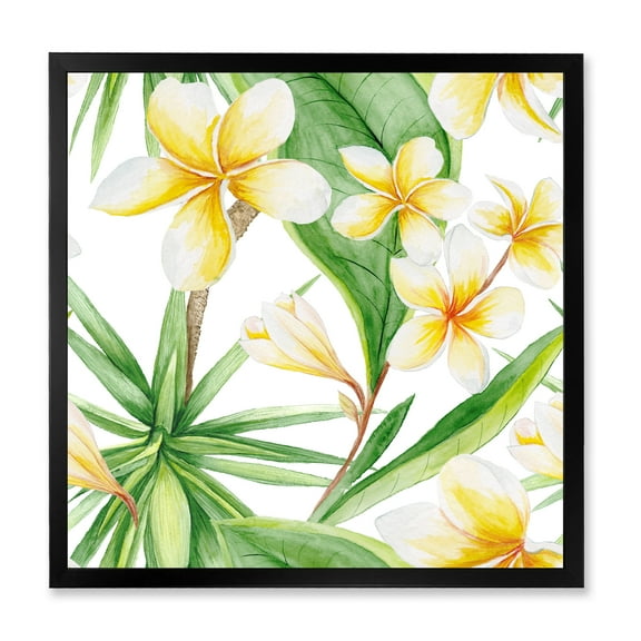 Designart 'Yellow Flowers and Tropical Foliage X' Traditional Framed Art Print