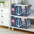 thumbnail image 2 of Yayeee Foldable Storage Basket for Shelves with Handles Waterproof Cloth Bins, Blue Anchor, 2 of 7