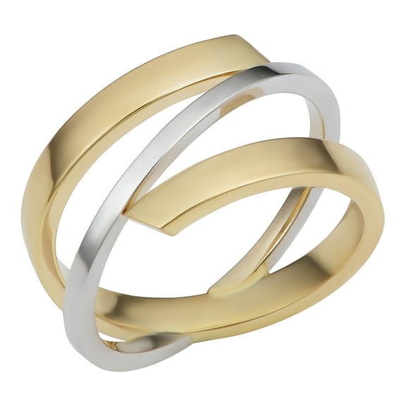 KoolJewelry 10k Two-tone Gold High Polish Stylish Bypass Ring