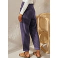 thumbnail image 3 of Asyoly Corduroy Pants for Women Solid Casual High Waisted Straight Leg Pants Loose Comfy Trousers with Pockets, 3 of 4