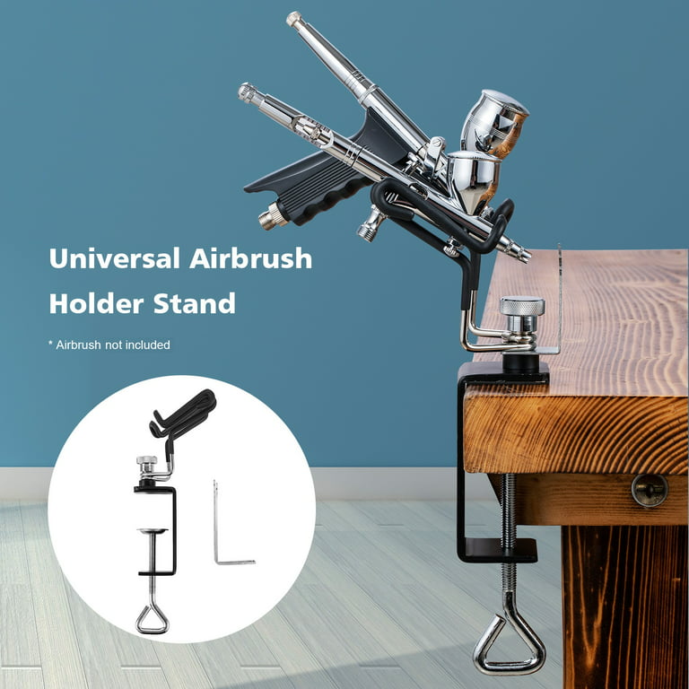 Clamp-On Airbrush Holder Stand Holds 2 Airbrushes, Table or Bench
