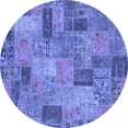 thumbnail image 1 of Ahgly Company Machine Washable Indoor Round Patchwork Blue Transitional Area Rugs, 3' Round, 1 of 4