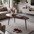 thumbnail image 3 of Giantex Oval Coffee Table, Mid-Century Sofa Accent Table w/Rounded Edges, Easy Assembly, Walnut, 3 of 8