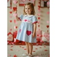 thumbnail image 6 of BemeyourBBs Kids Toddler Baby Girls Valentines Dress Outfit Little Girl Spring Summer Clothes Puff Short Sleeve Doll Collar Heart Embroidery A Line Dress, 6 of 9